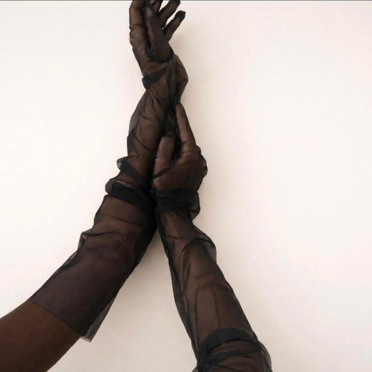 Black Sheer Long Gloves image 1